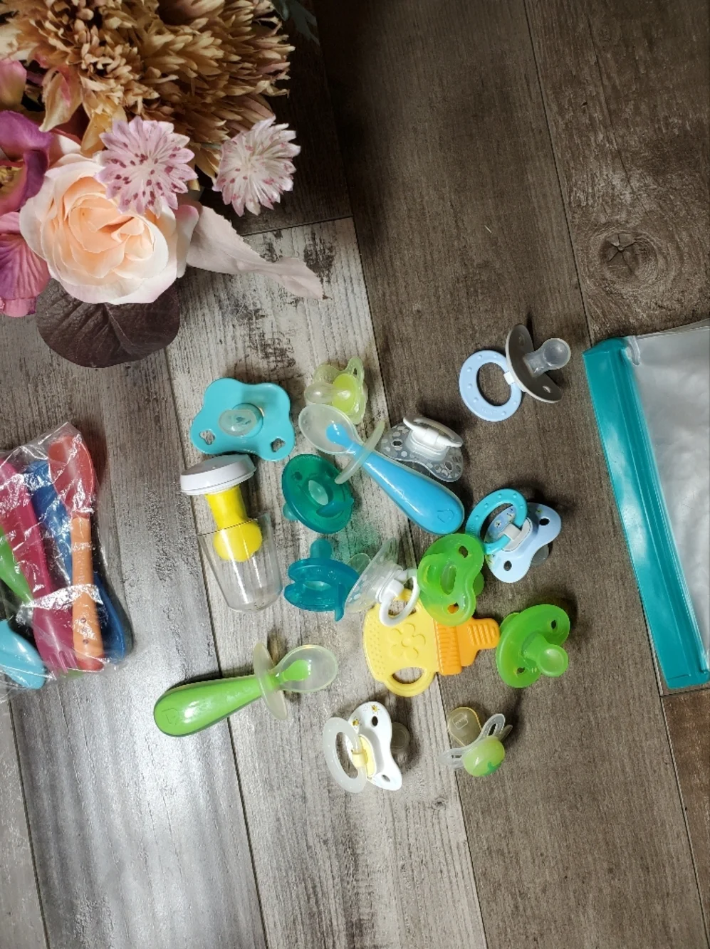 Baby Binkies Pacifiers Teethers Toothbrush Infant Feeding Utensil Bundle